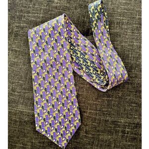 Gianni Versace 90s Silk Necktie Baroque Purple Swirl Luxury Italy Designer Tie